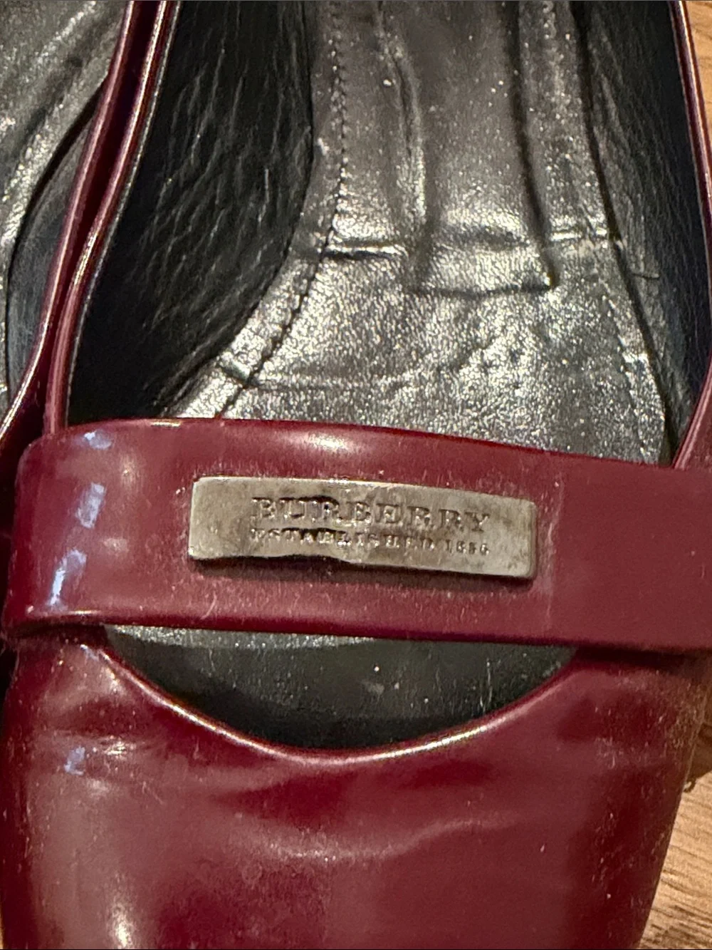 Burberry burgundy patent